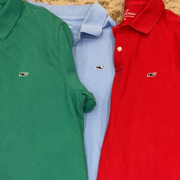 Lot of 3 Vineyard Vines Short Sleeved Pique Cotton Polo Golf Shirts Men's Medium - Picture 1 of 12